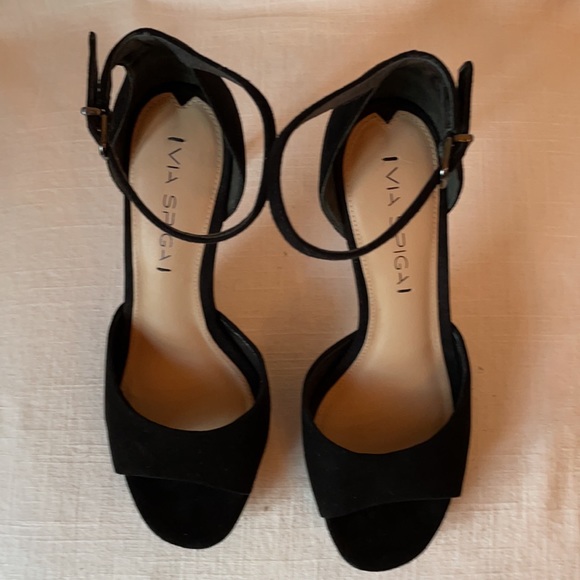 Via Spiga Black Suede Platform Cocktail Sandal size 6.5 - Picture 6 of 9